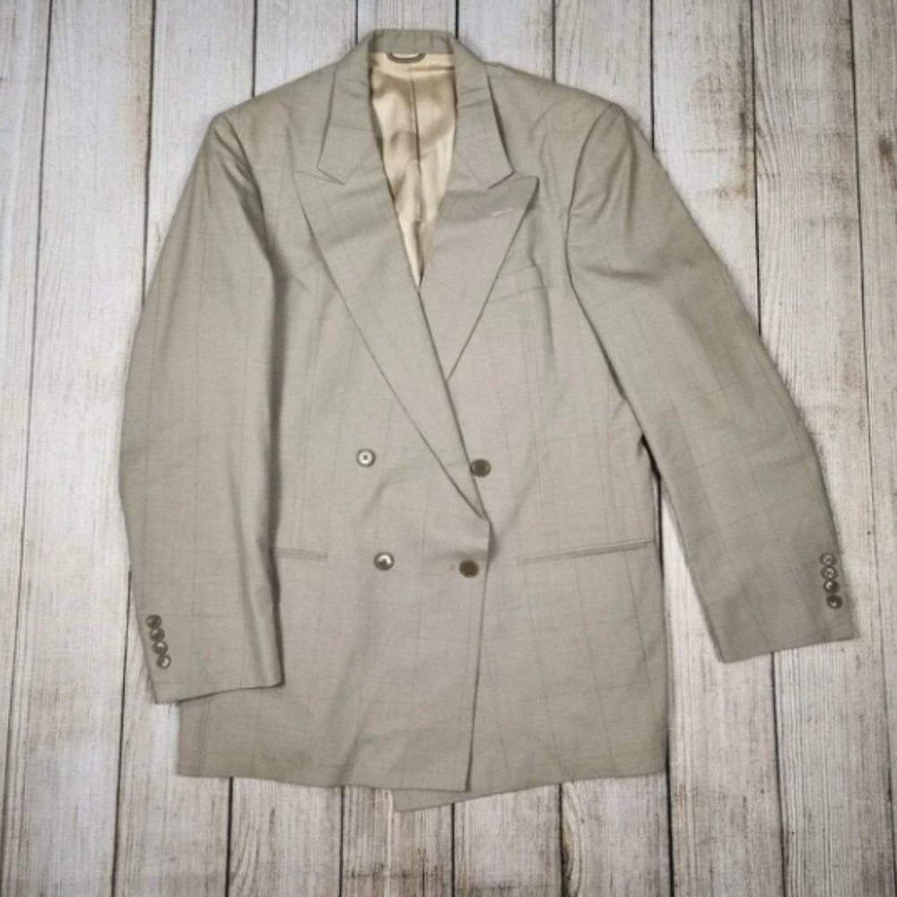 Christian‎ Dior Monsieur Blazer Mens Size 41L Taupe/Purple Double Breasted